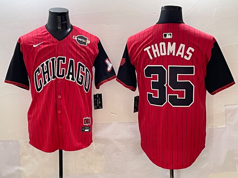 Men Chicago White Sox #35 Thomas Red Stripe Joint Name 2025 Nike MLB Jersey style 7->chicago white sox->MLB Jersey
